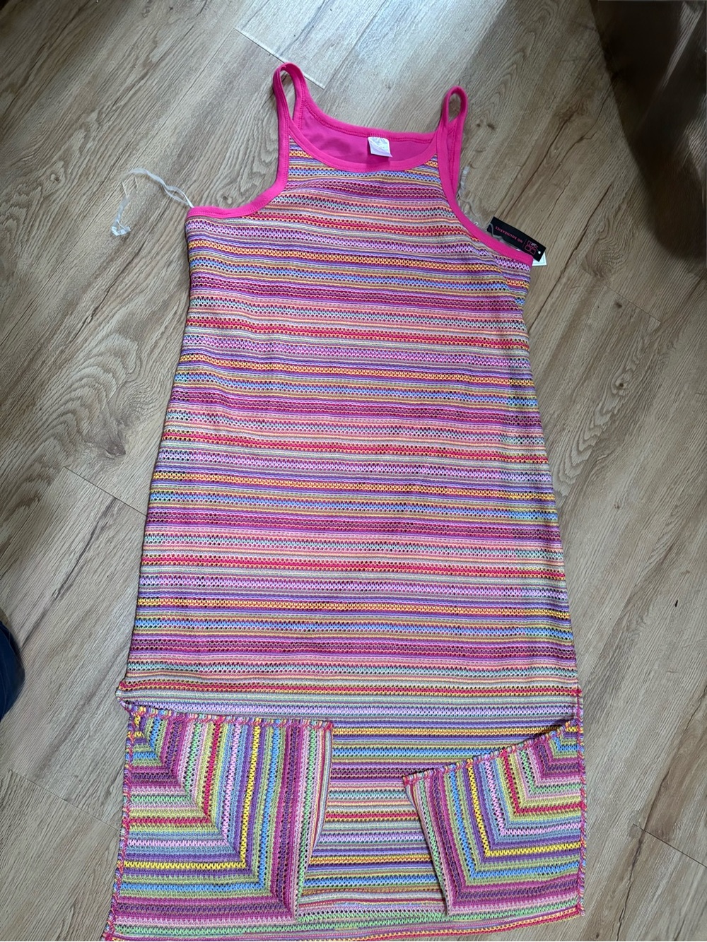 Tank Midi Dress size XXXL (21) PINK and multicolored lined NWT Stretchy.